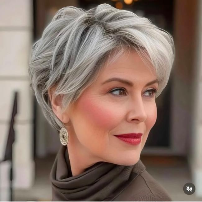 Bixie Cut graues Haar stilvoll und modern tragen