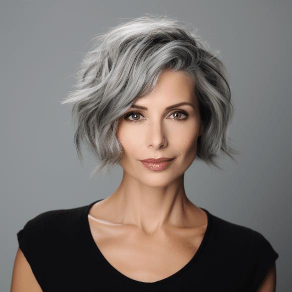 Moderner Bixie Cut Naturgrau