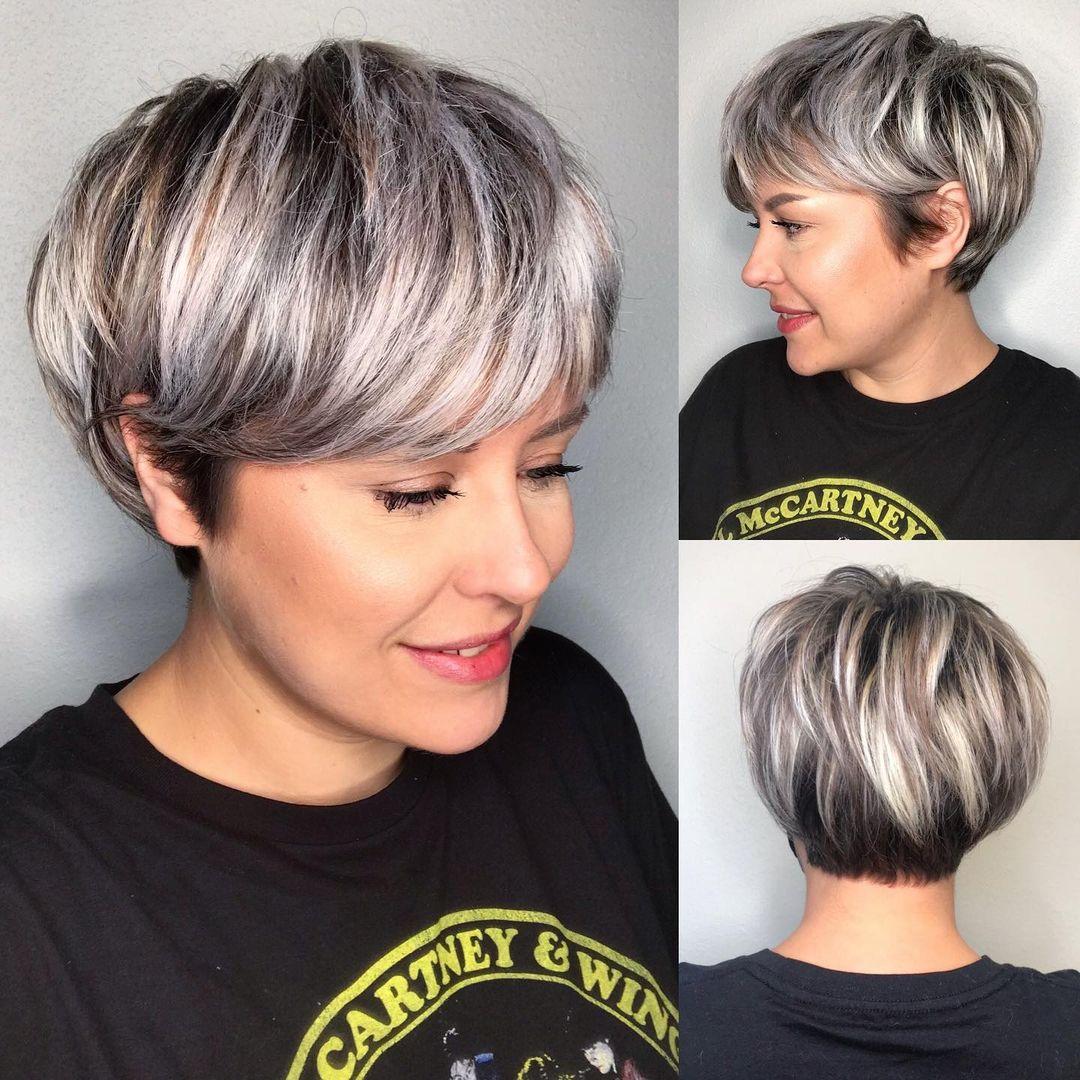 Bixie Cut Highlights graues Haar