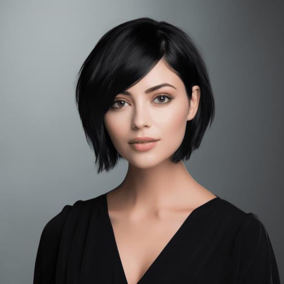 Bixie für ovales Gesicht schwarze Haare