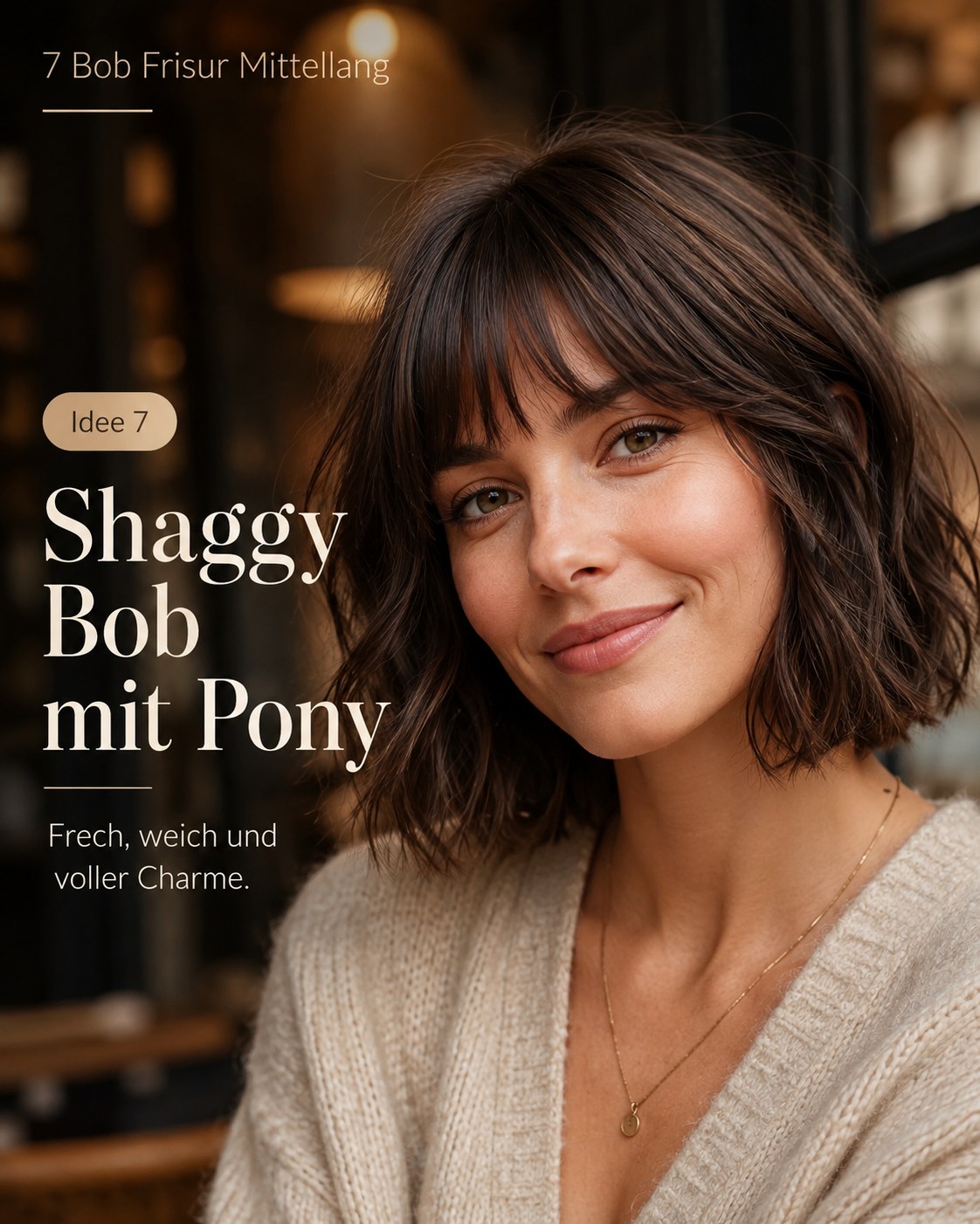Bob Frisur mittellang als Shaggy-Variante mit vollem Pony und viel Textur