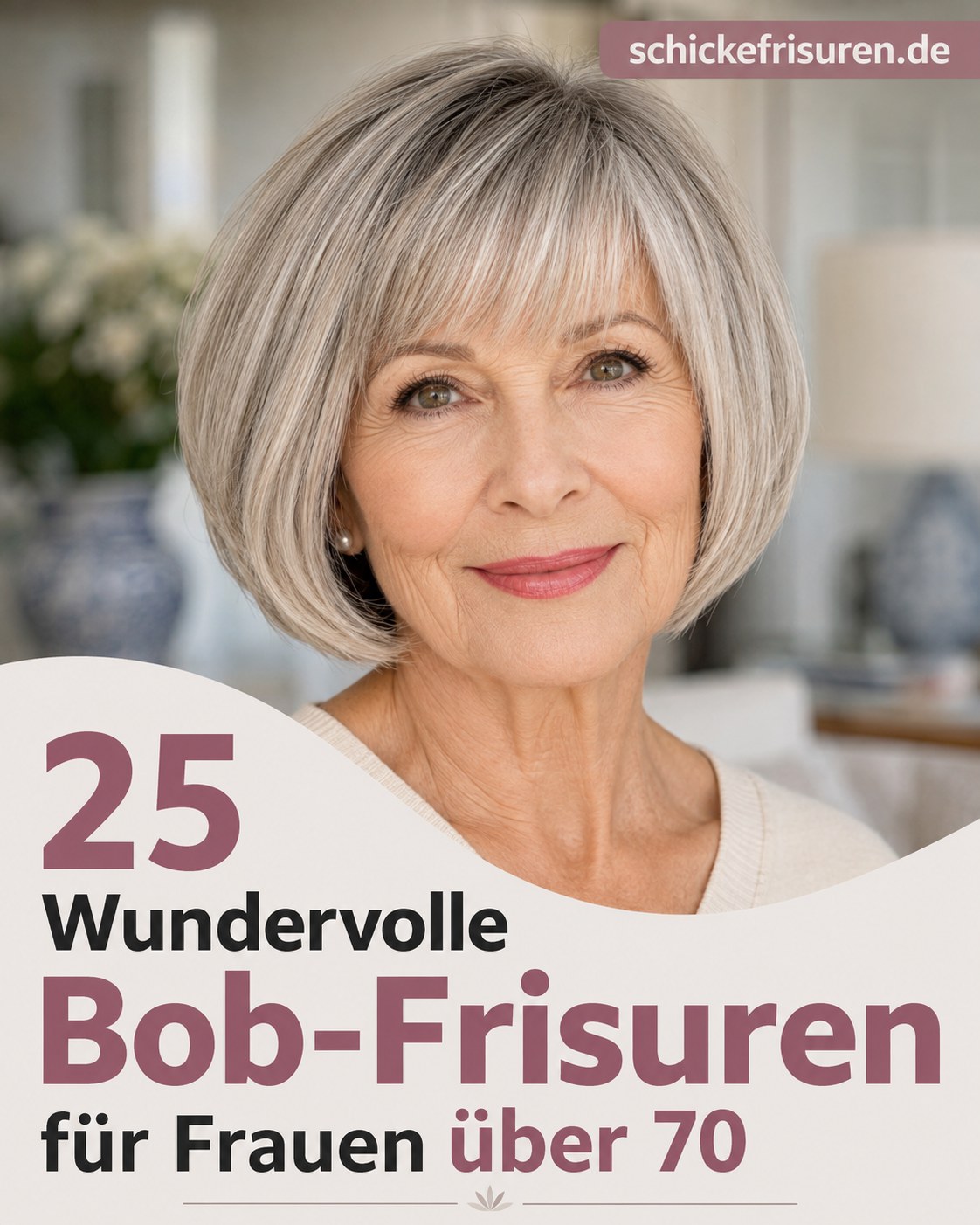 Runder Bob-Frisuren-Klassiker in Silber für Frauen ab 50 mit sanfter Gesichtsrahmung