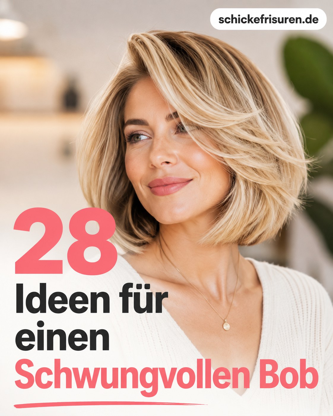 Schwungvoller blonder Bob mit sanften Wellen an der Kinnlinie