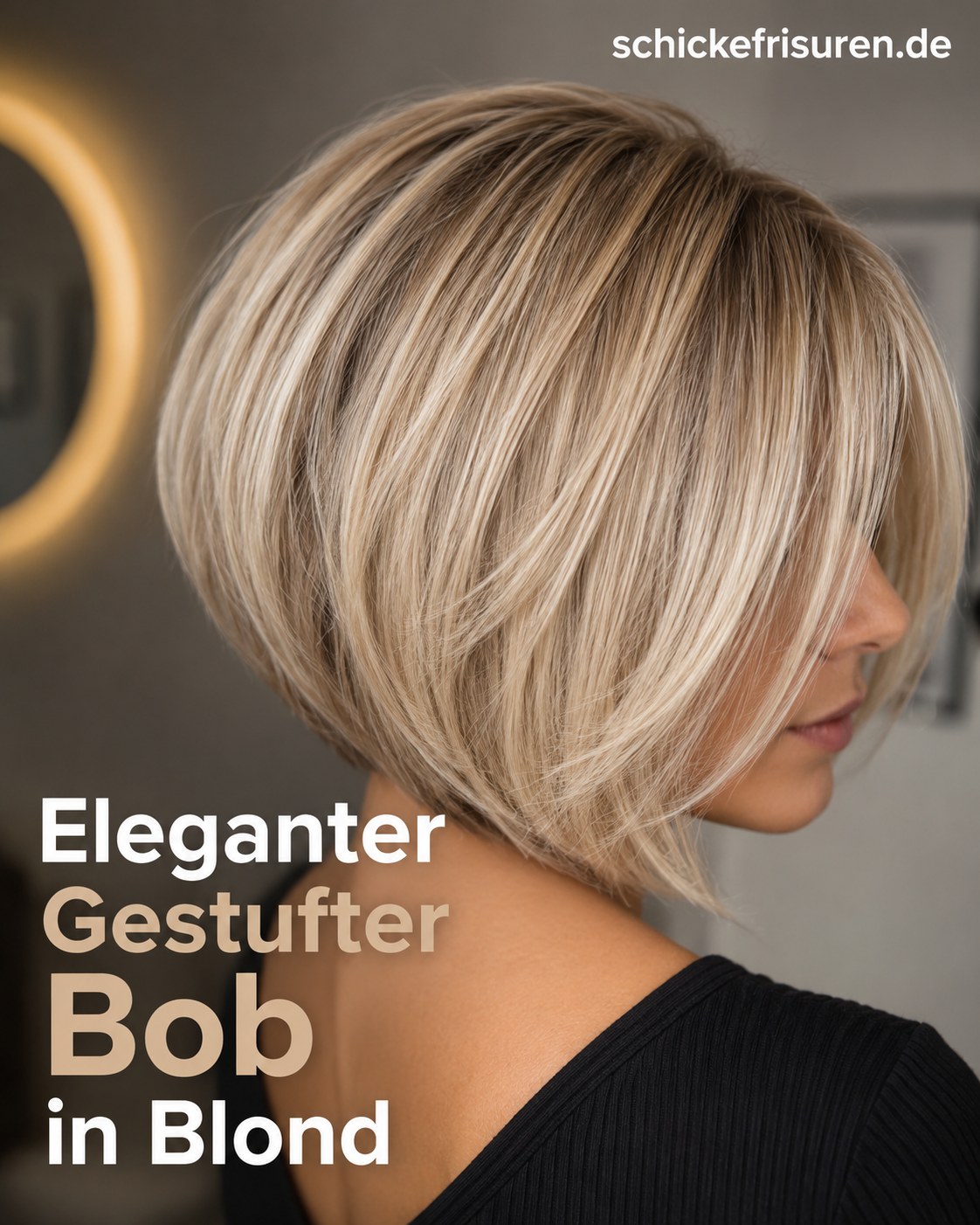 Eleganter gestufter Bob in Blond mit weichem Schwung an den Spitzen im Profil