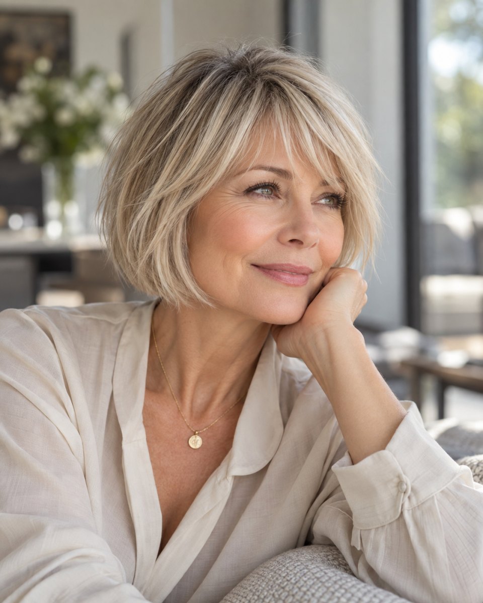 Bob Frisuren feines Haar ab 50 für mehr Volumen Tipps