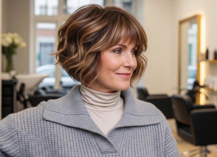 Bob mit Pony und Highlights Frau