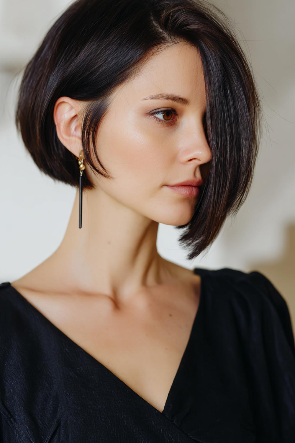 17. Chic Hair Inspiration 2026: Asymmetrischer Bob mit tiefem Seitenscheitel