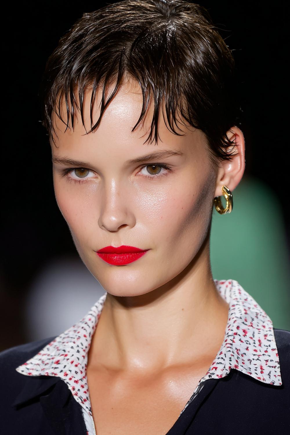 15. Date Night Frisuren 2026: Pixie-Slickback mit Wet-Look und definierter Kontur