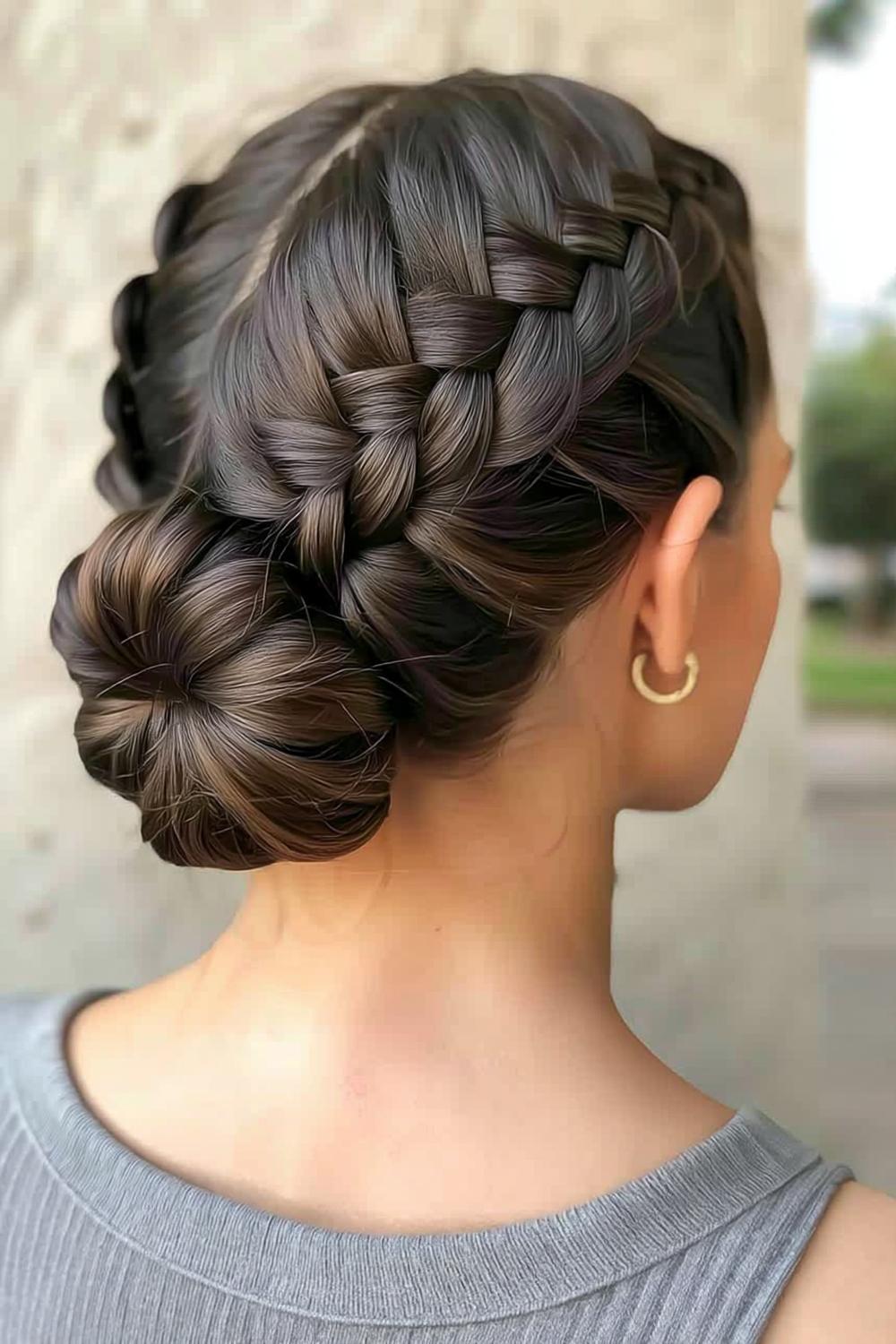 Eleganter geflochtener Hochsteckknoten