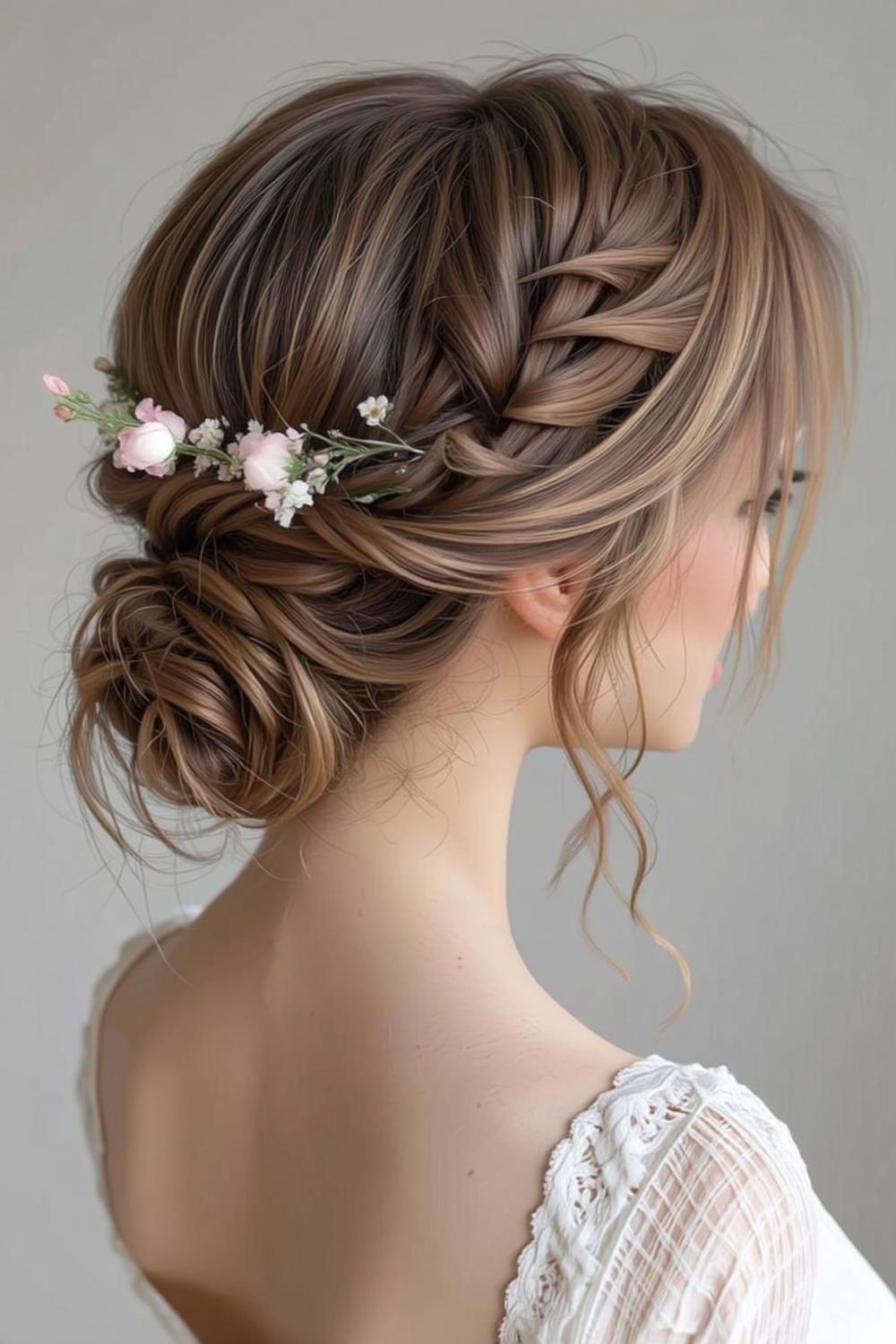 Romantischer Flechtknoten mit Blumen