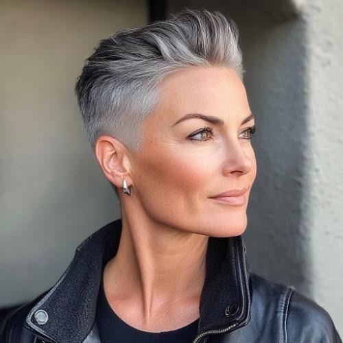 Eleganter grauer Undercut Pixie