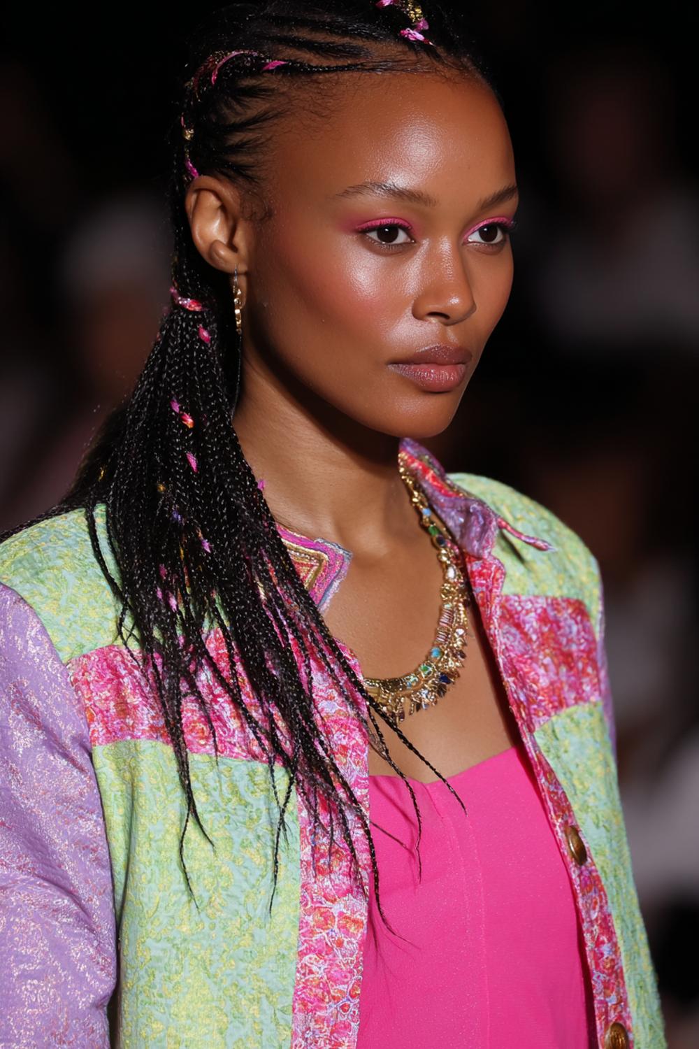 10. Festival Frisuren 2026: Micro-Braids am Haaransatz mit offenen Längen