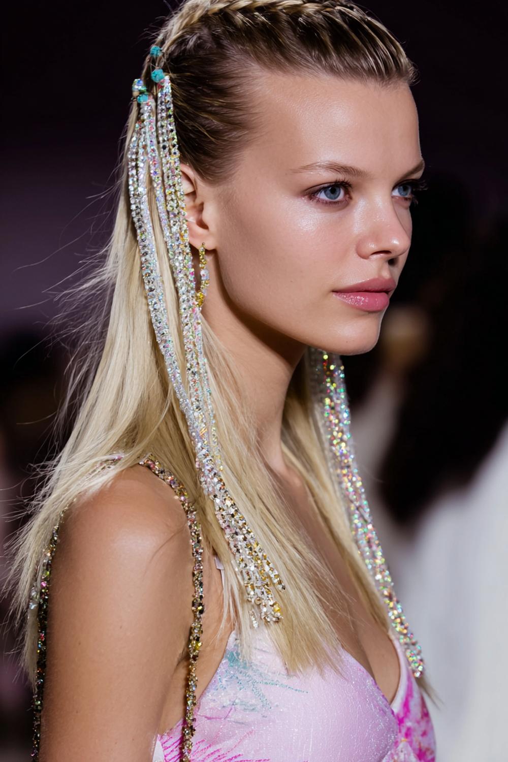 8. Festival Frisuren 2026: Messy Bun im Nacken mit Strass-Spangen