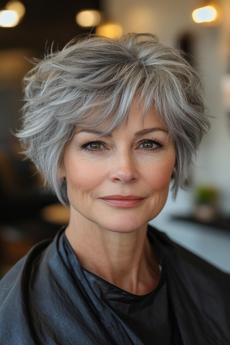 Grauer Pixie für runde Gesichtsform