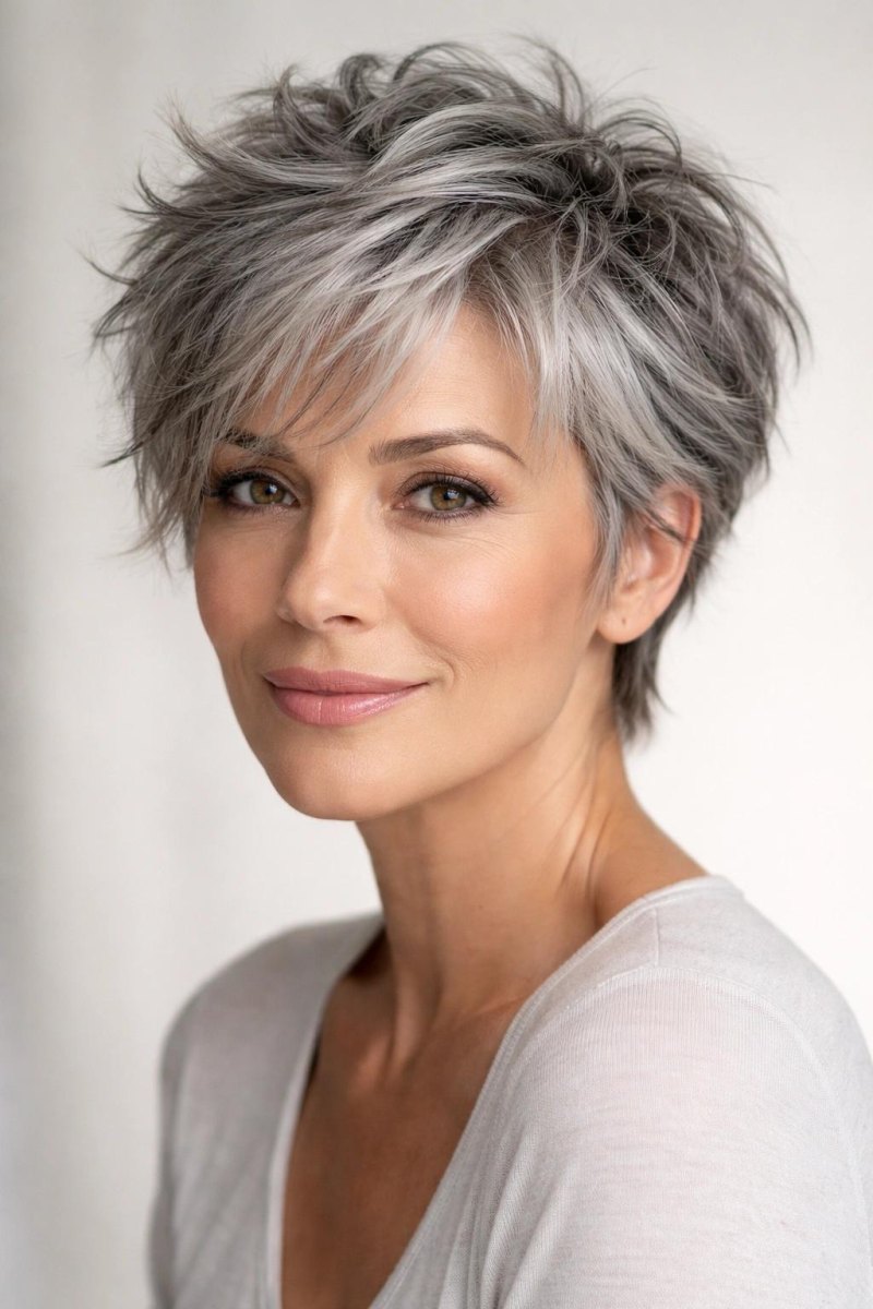 Fransiger Pixie Cut Grau Ideen für deinen Look