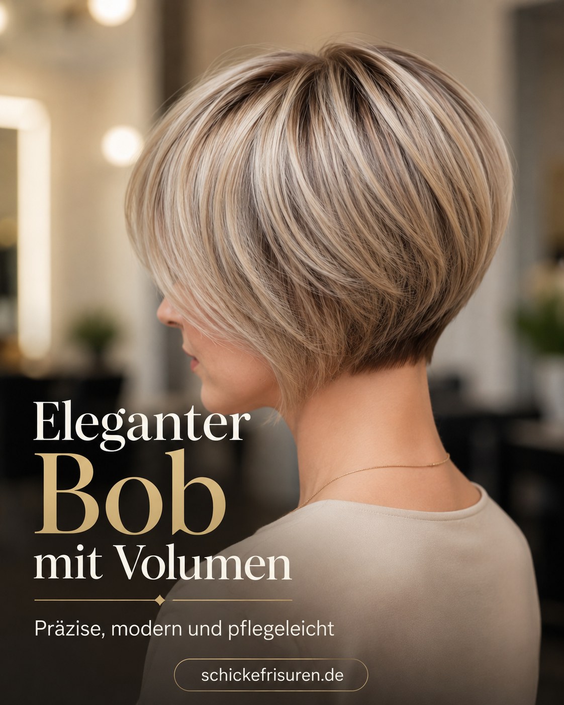 Eleganter Bob mit Volumen zeigt eine Frisur für feines Haar mit Fülle im Nacken