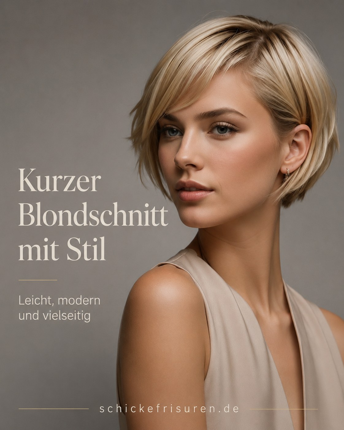 Kurzer Blondschnitt als vielseitige Frisur für feines Haar mit klarer, glatter Kontur
