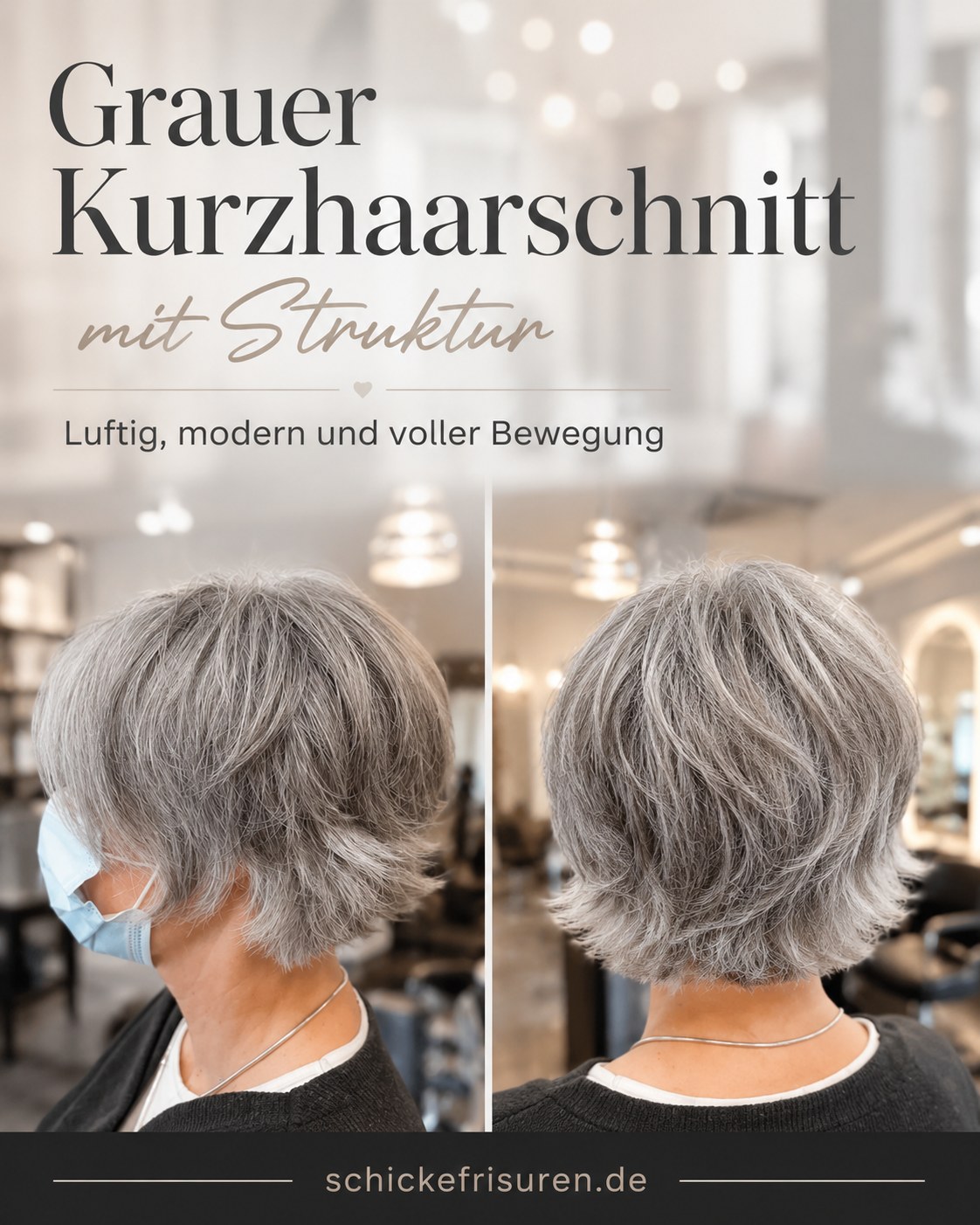Grauer Kurzhaarschnitt mit Struktur als luftige Frisur für feines, graues Haar