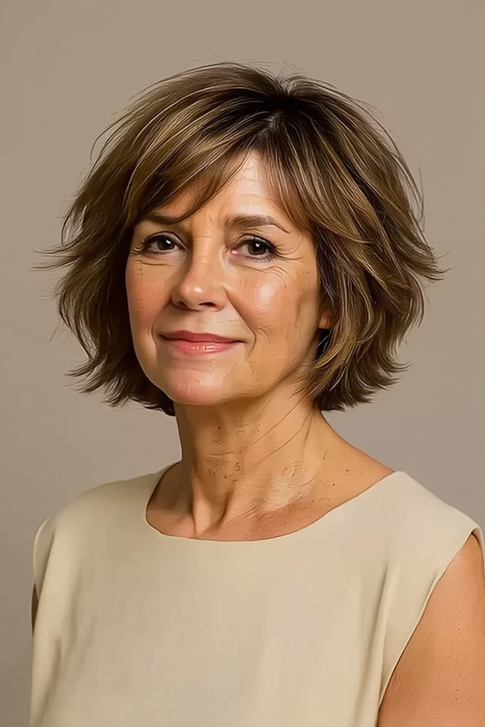 Geschichteter Blond-Bob mit Brille