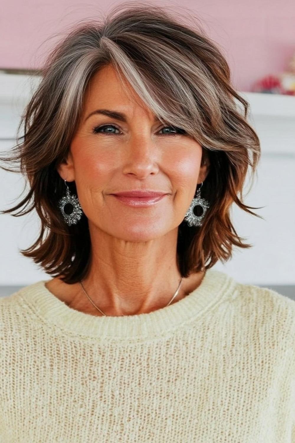 Geschichteter Bob für runde Gesichter