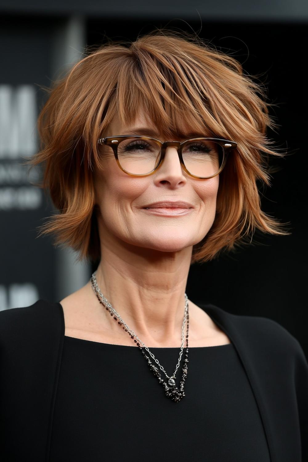 Strukturierter Kupfer-Bob mit Brille