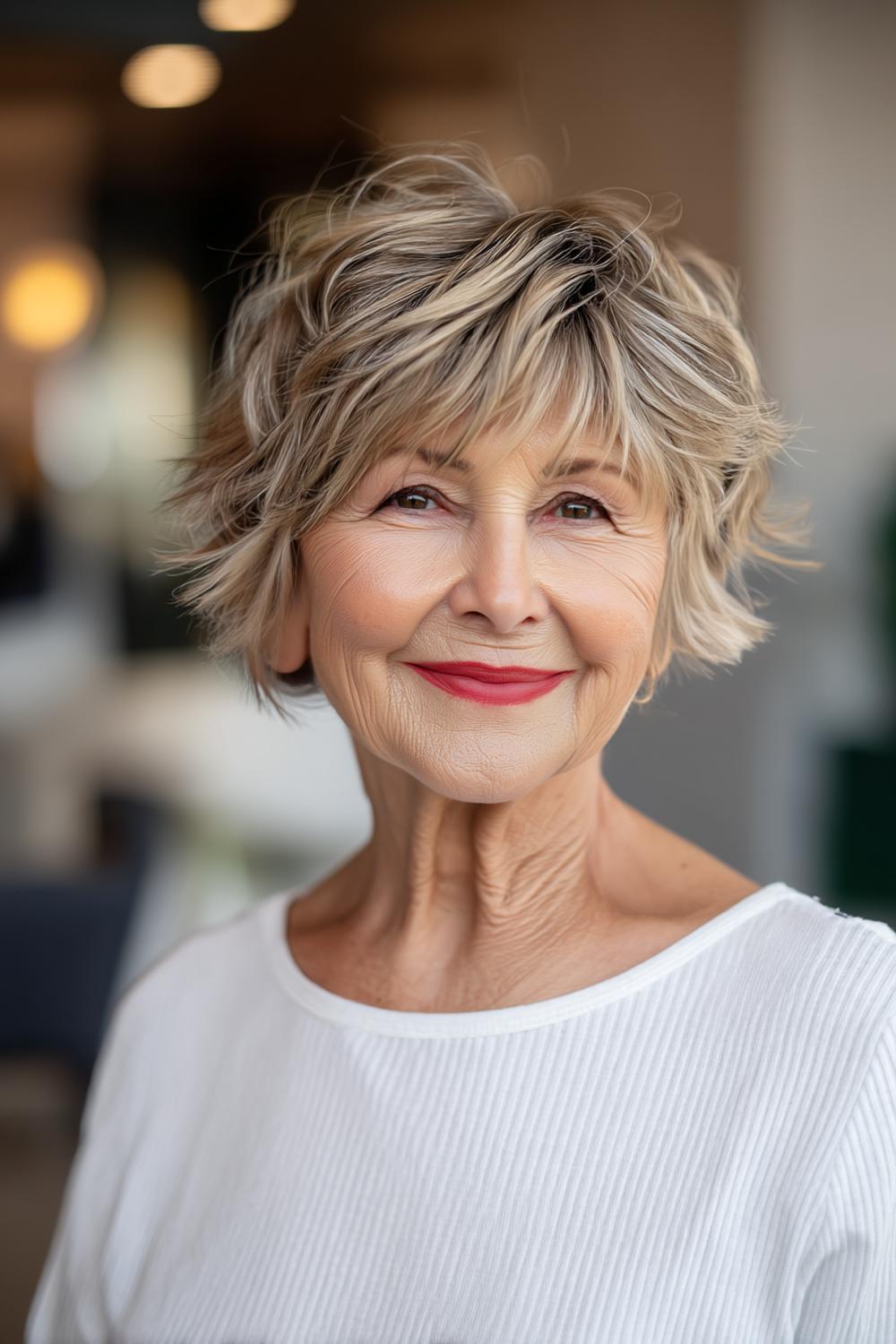 Texturierter Blond-Shag mit Pony