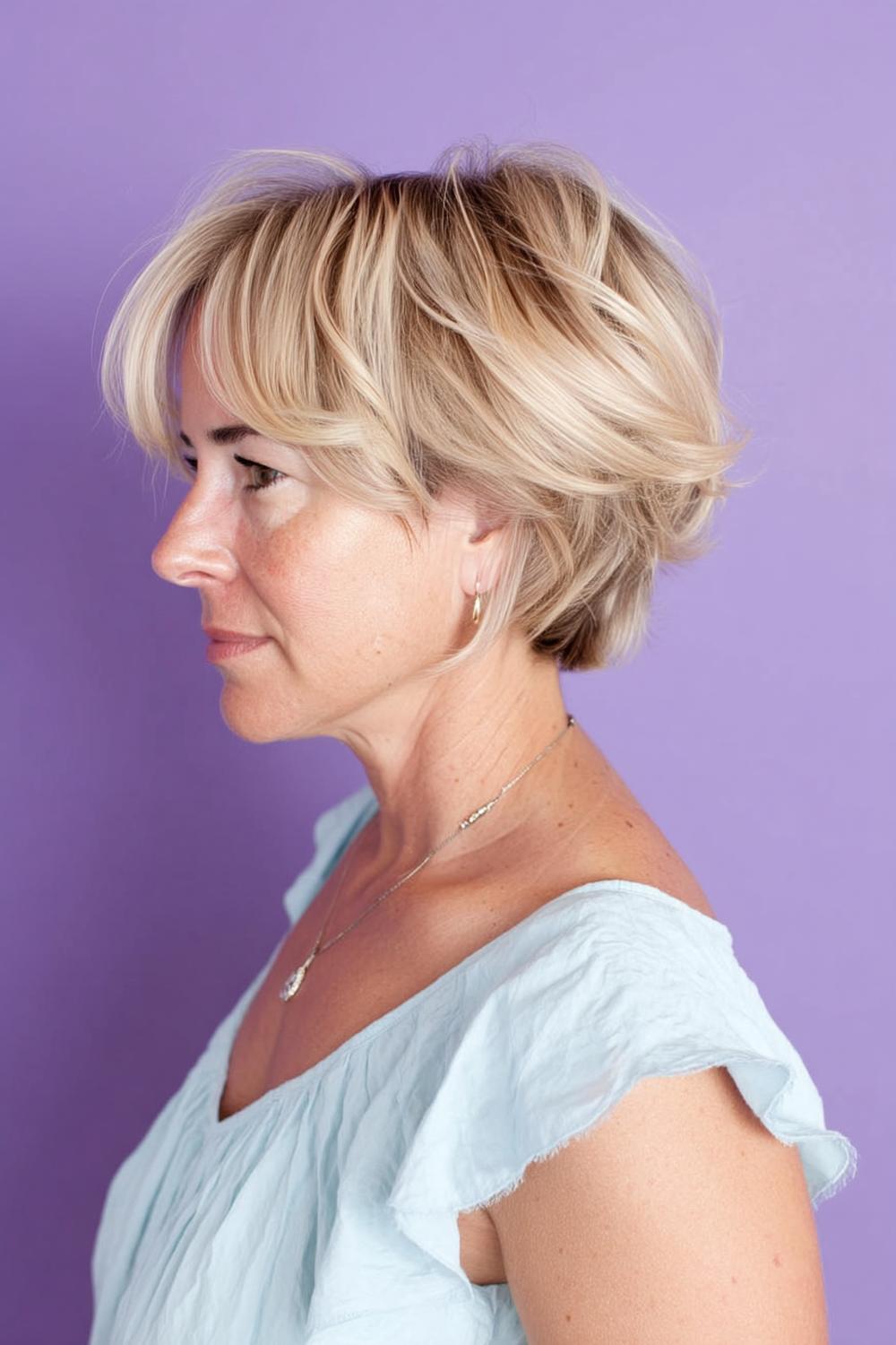 Texturierter Silber-Shag seitlich