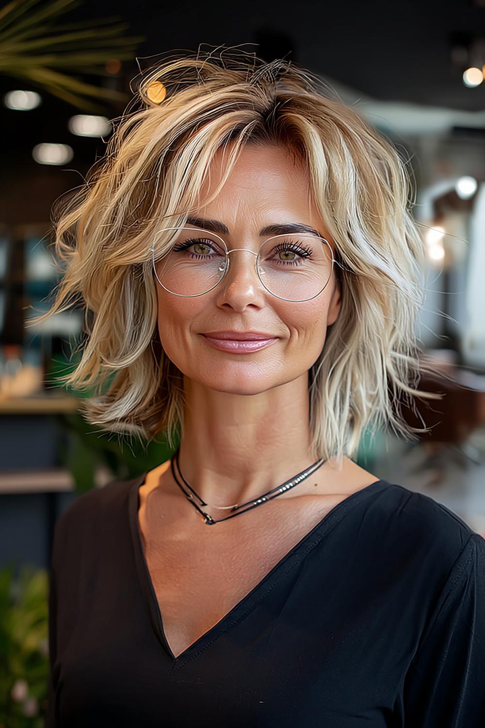 Voluminöser Silber-Bob von hinten