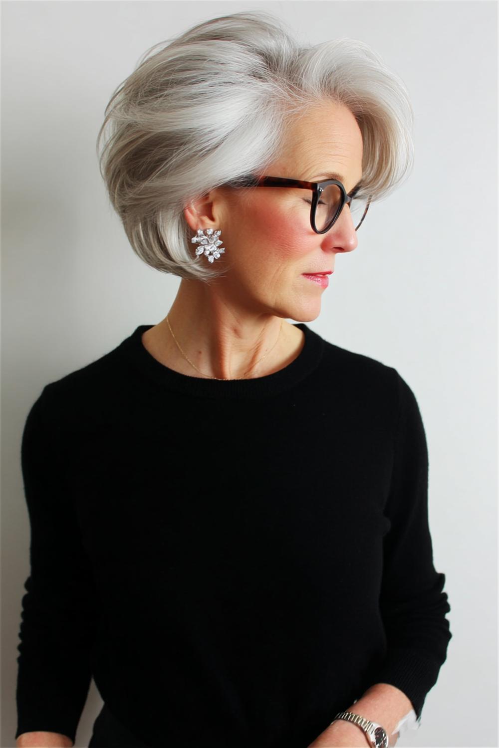 Eleganter Seitenscheitel-Bob