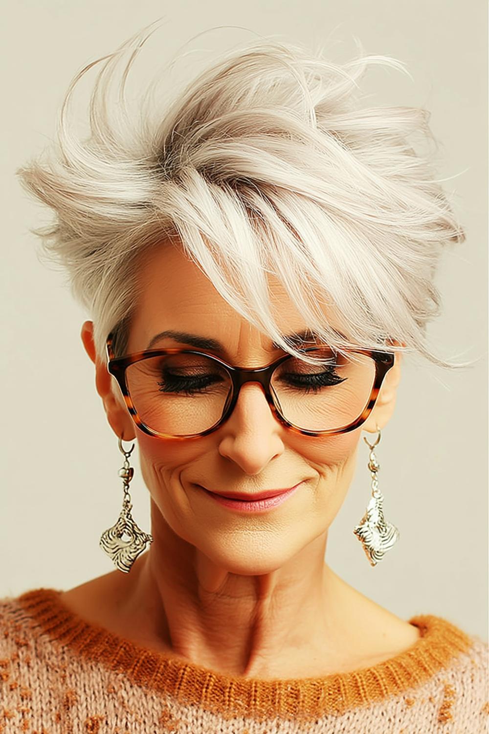 Wilder Pixie mit Statement-Brille