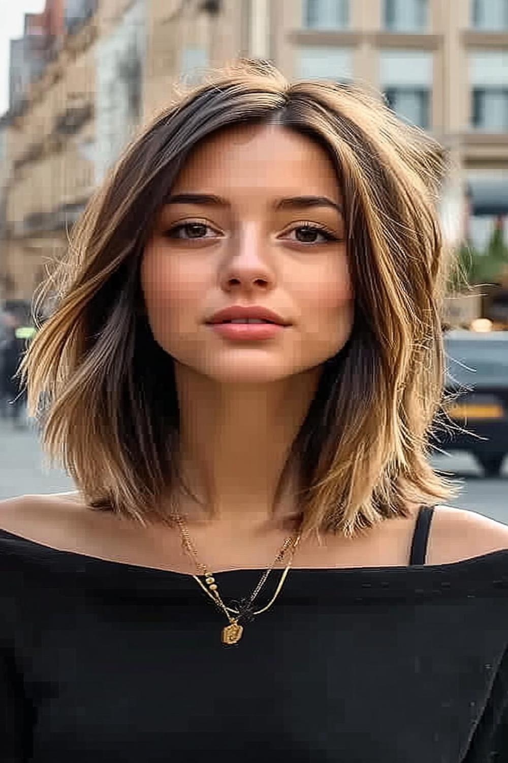 Urbaner Look mit Pony