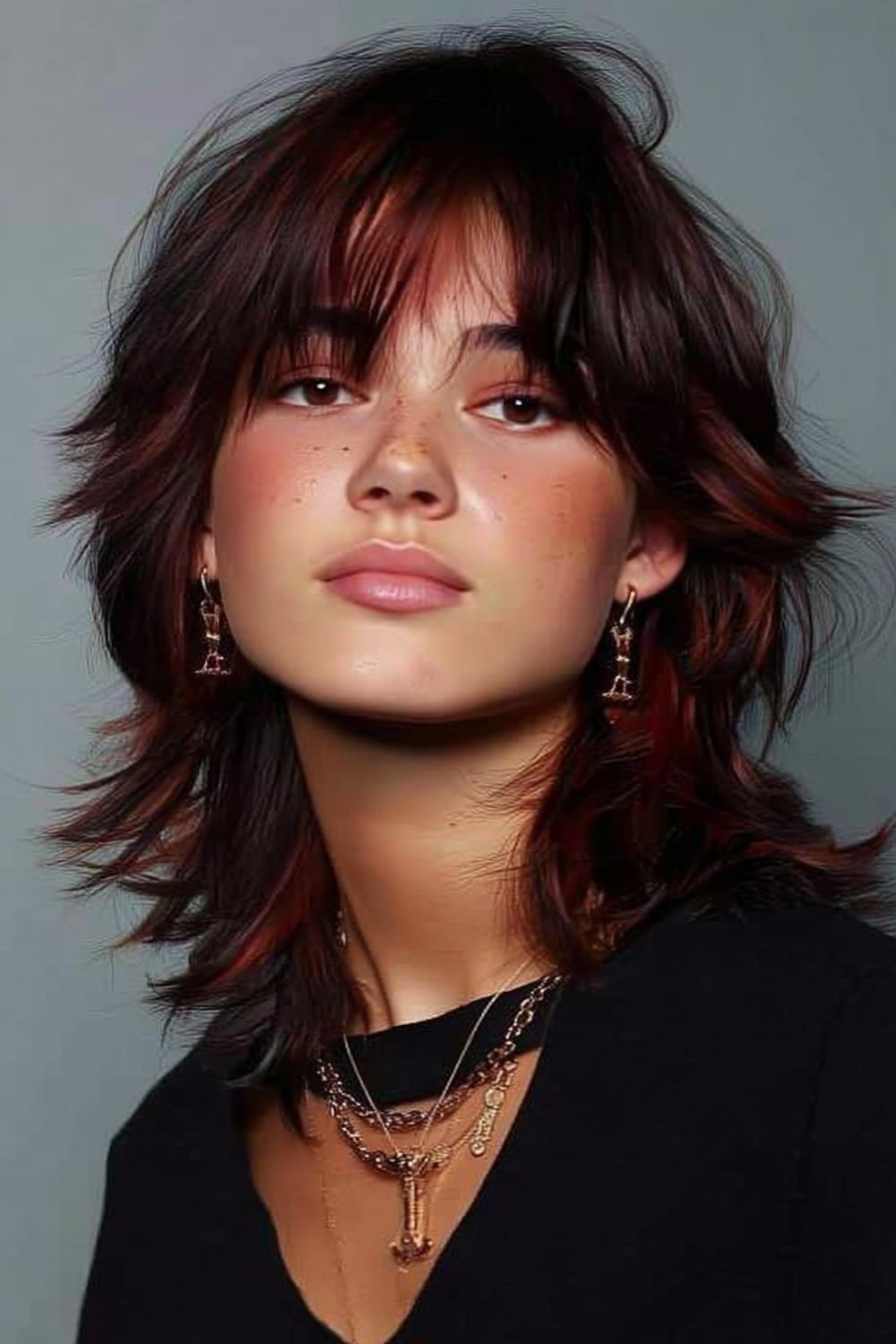 Dunkler Stufenschnitt