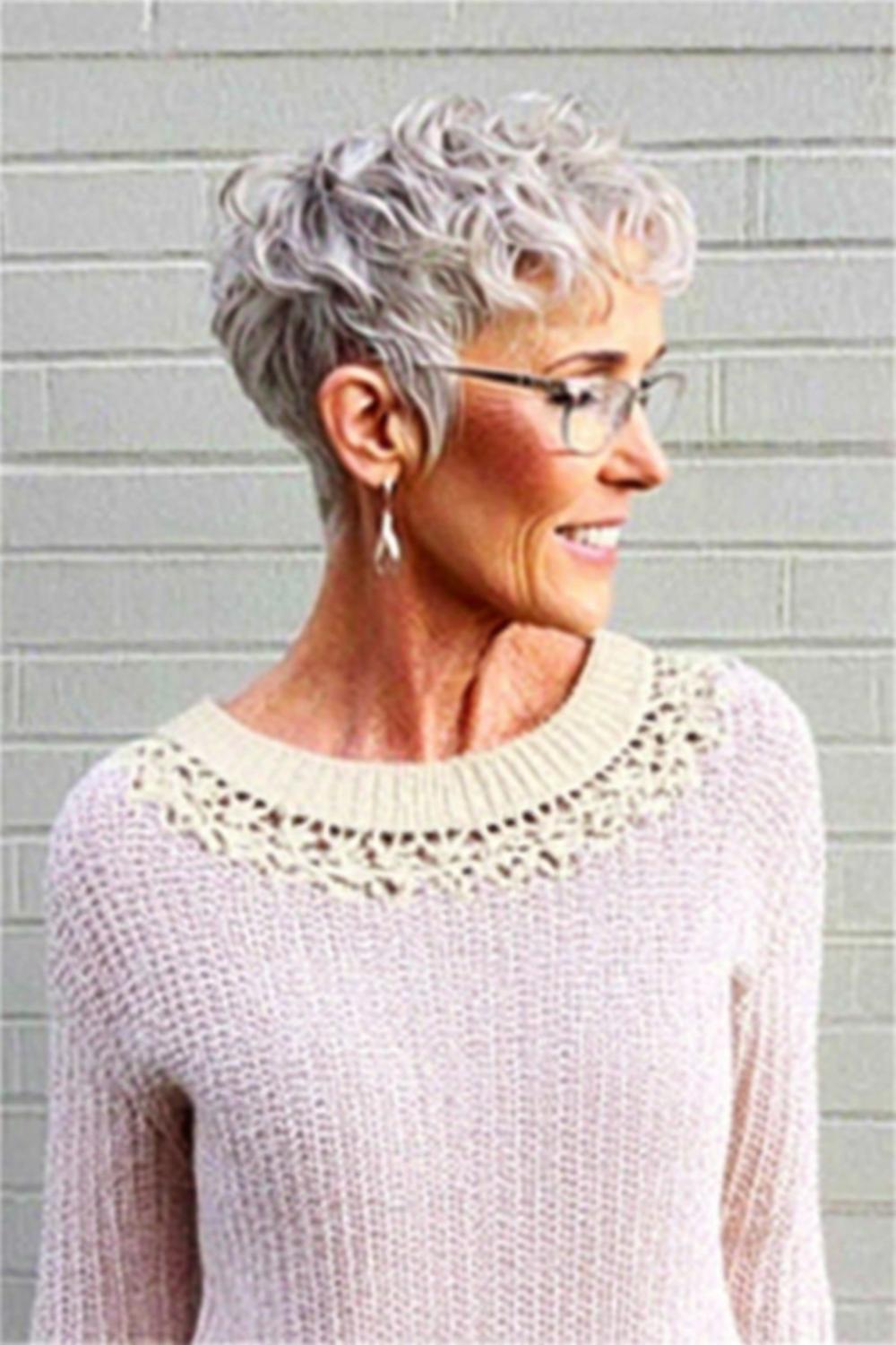 Lockiger Pixie mit Brille