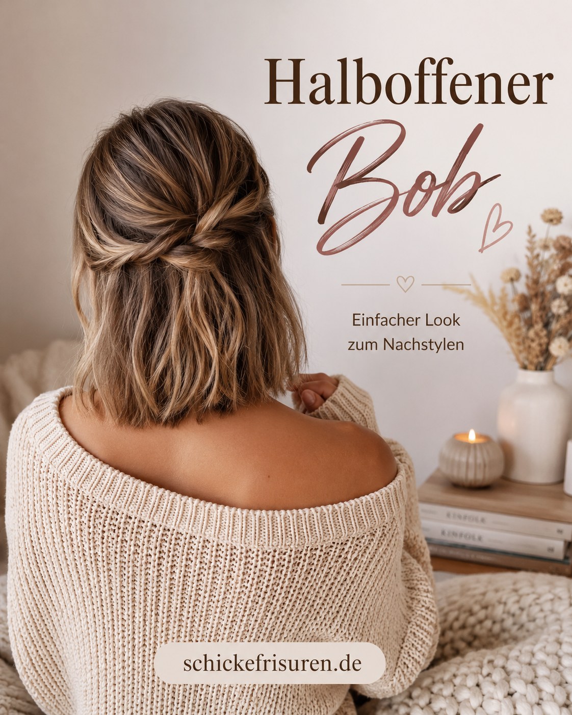 Halboffener Bob als einfacher Alltagslook für mittellanges Haar zum Nachstylen