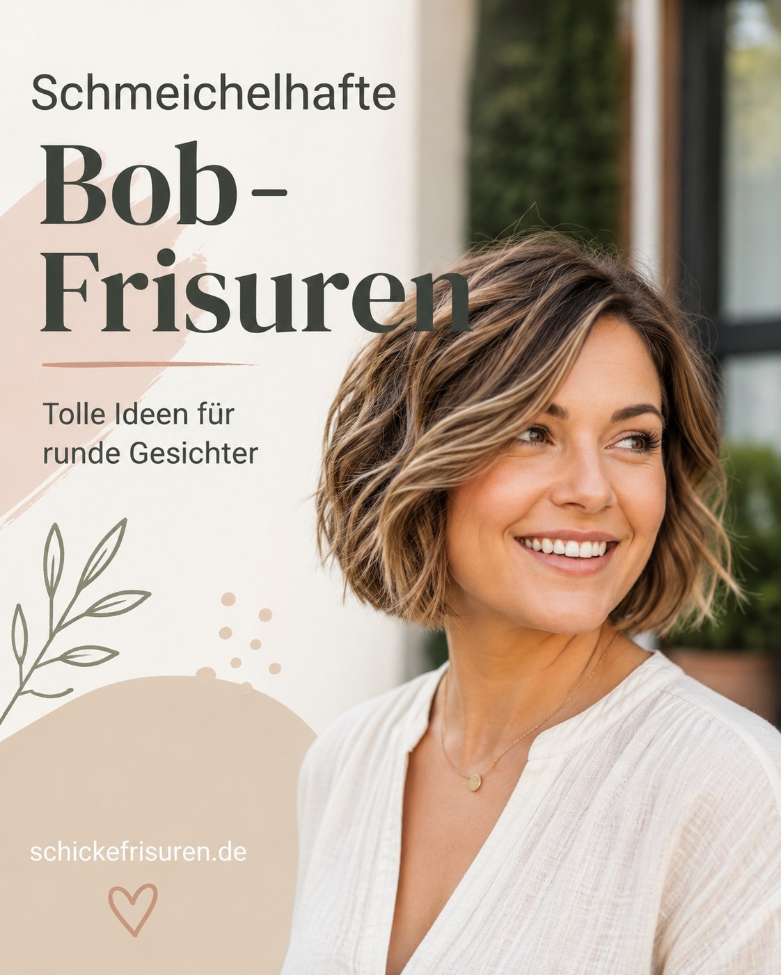Schmeichelhafte Bob-Frisur mit Balayage für rundes Gesicht ab 50 Jahren