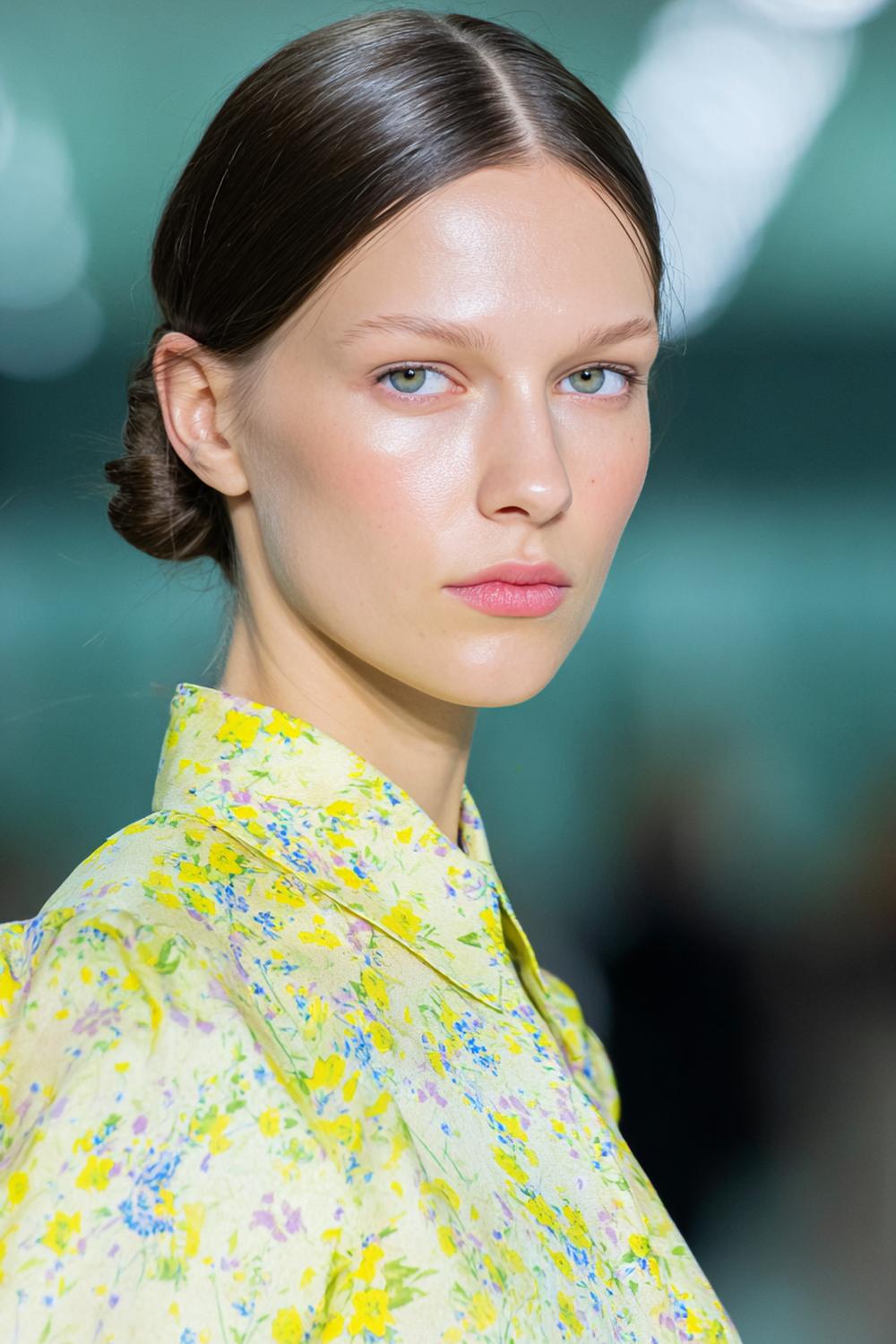 1. Frühling Haare Frauen 2026: Luftiger Sleek-Low-Bun mit Mittelscheitel