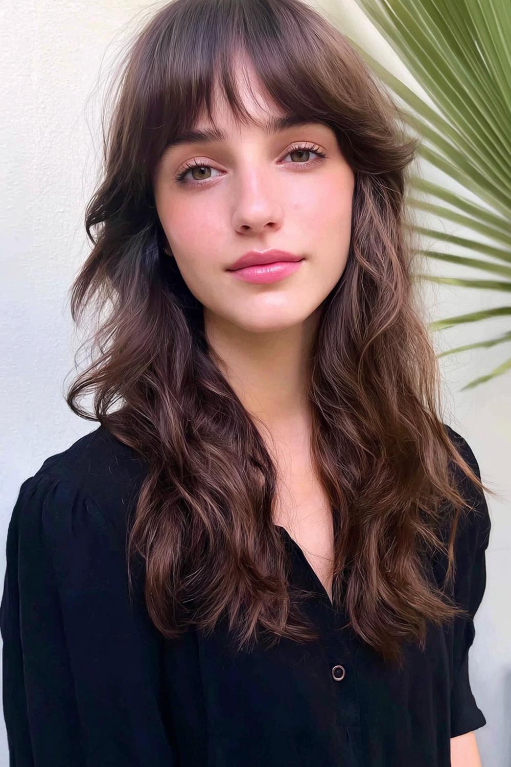 2. Frühling Haare Frauen 2026: Soft-Curtain-Bangs mit federnden Wellen