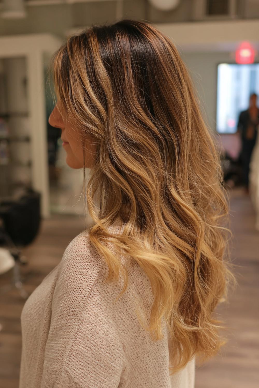 9. Frühling Haare Frauen 2026: Beachy Waves mit unsichtbaren Highlights und Glanzrand