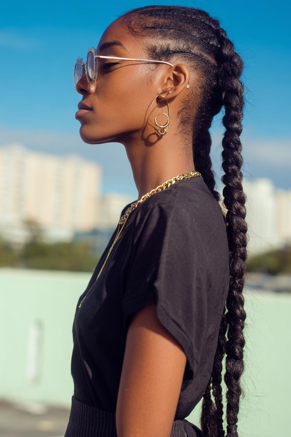 11. Geflochtene Frisuren 2026: Cornrow-Details in offenen Längen