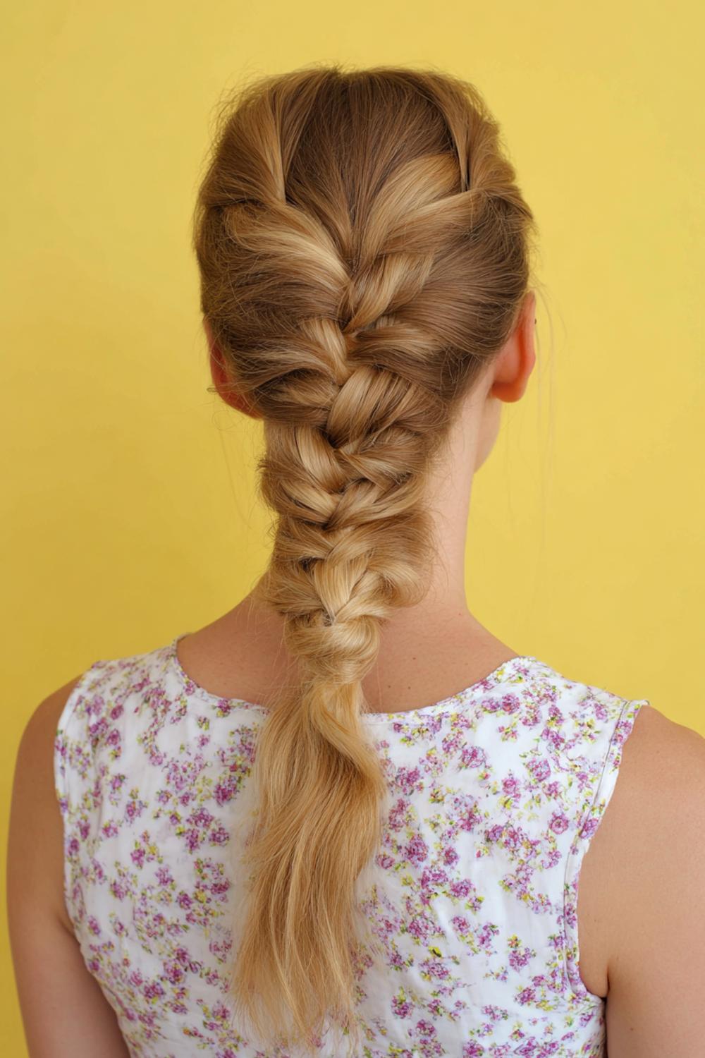 16. Geflochtene Frisuren 2026: Geflochtener Doppelknoten im Nacken