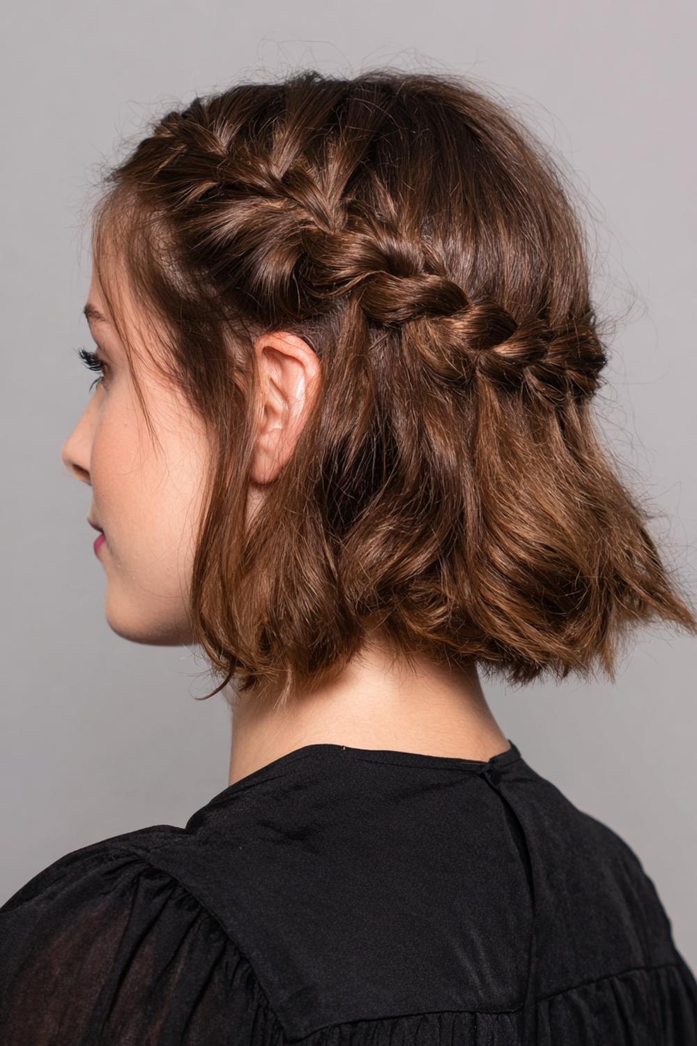 19. Geflochtene Frisuren 2026: Geflochtene Bob-Illusion mit eingesteckten Enden