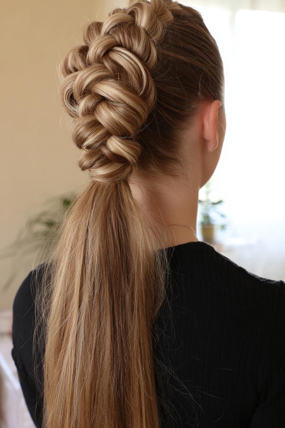 7. Geflochtene Frisuren 2026: Dutch Braid in High Ponytail