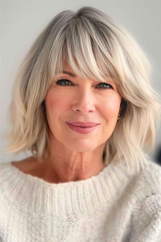 Gestufter Bob mit Pony voluminöses Haar