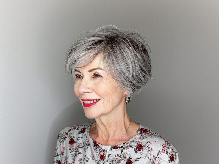 Grauer Pixie Bob moderne Frisur