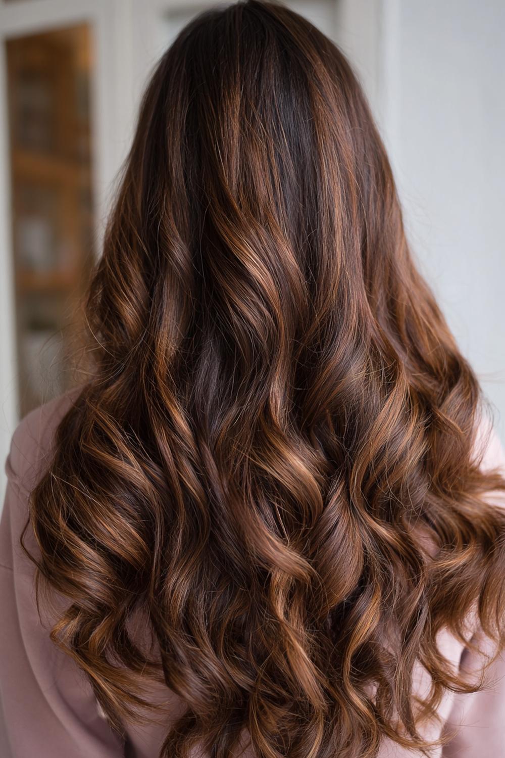 10. Herbst Haare Frauen 2026: Cinnamon Highlights auf braunem Haar