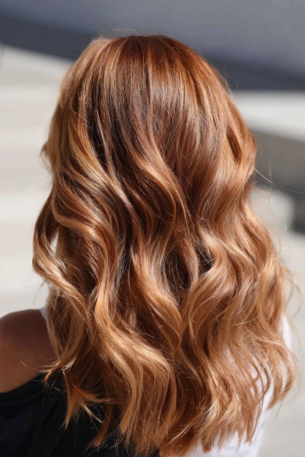 2. Herbst Haare Frauen 2026: Kupfer-Balayage mit weichen Wellen