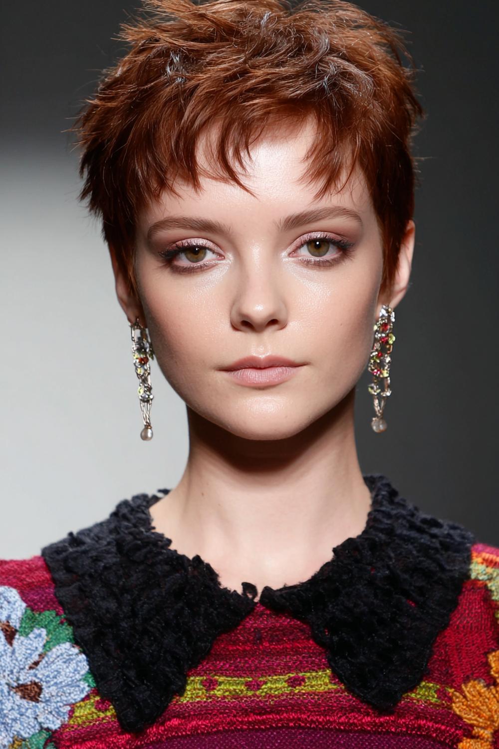 8. Herbst Haare Frauen 2026: Auburn-Pixie mit texturierter Krone