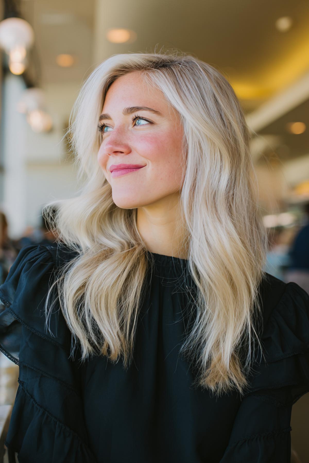 Long Wavy Platinum Blonde