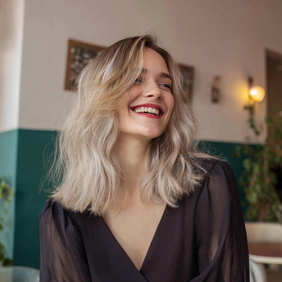 Medium Wavy Ash Blonde