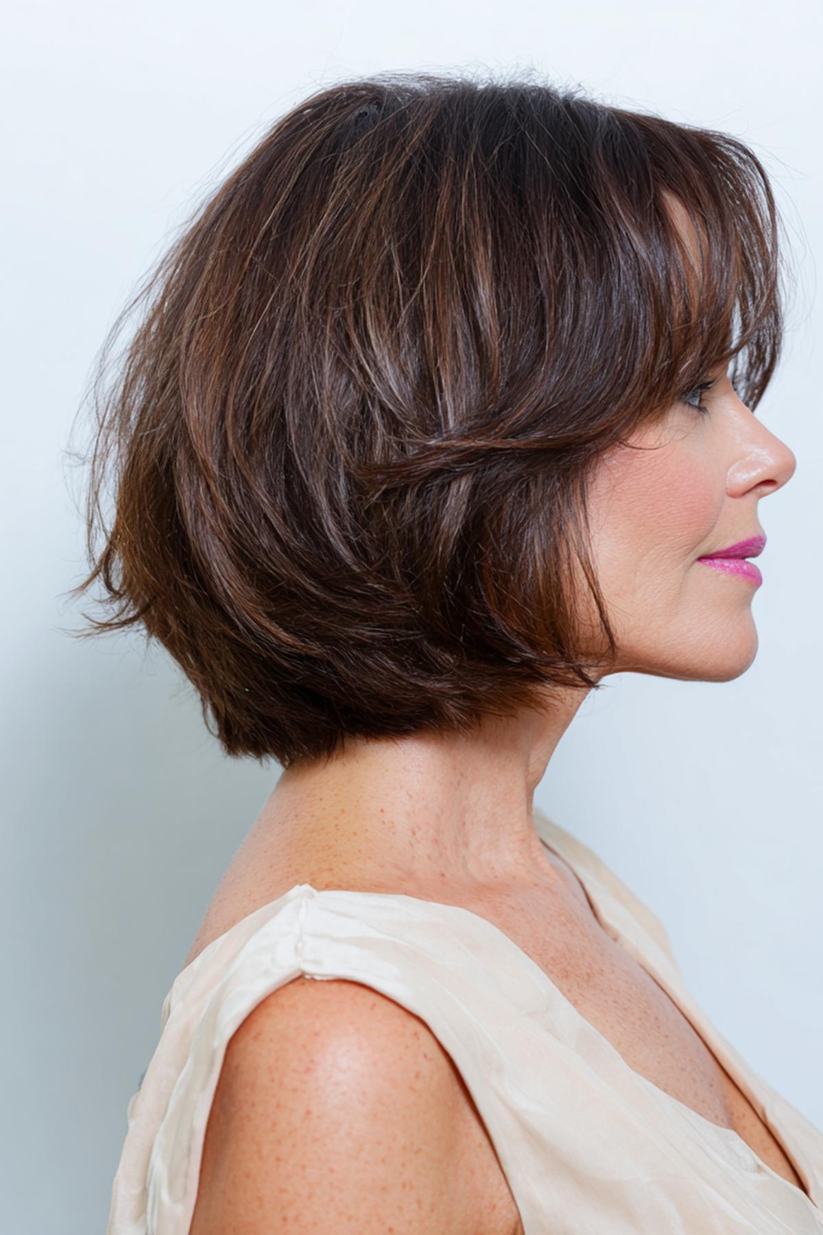 Layered Brown Bob With Volume